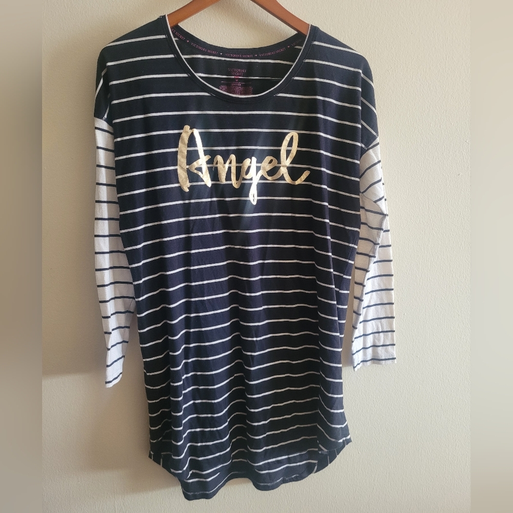 Victorias Secret "angel" iconic cotton blend striped sleepshirt Women's S